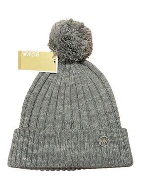 Michael Kors Light Gray Knit Pom Beanie